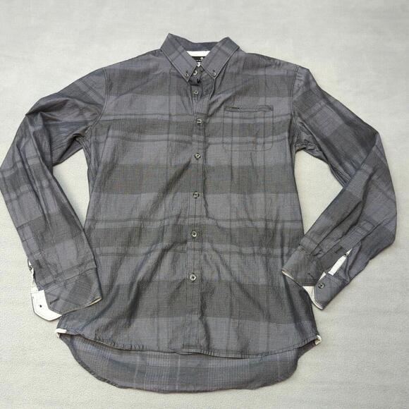 7 Diamonds Premium Gray Windowpane Long Sleeve Button Down - Small Casual - Picture 1 of 9